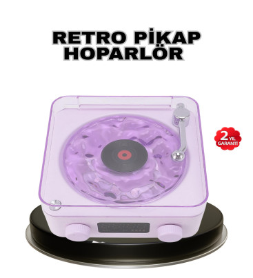 Projektör Işıklı Retro Hoparlör Bluetooth AUX USB Hafıza Kartlı 360° Sesli Şarjlı - Lisinya