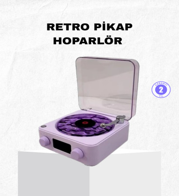 Retro Pikap Hoparlör Bluetooth AUX USB Type-C Projektörlü 360° Sesli Taşınabilir - Lisinya
