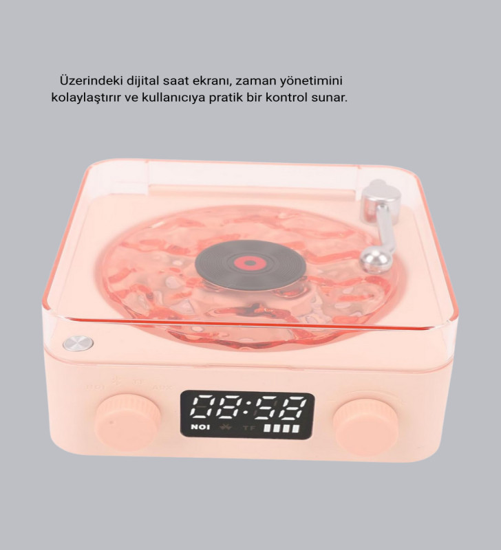 Gece Lambası Stereo Bluetooth Hoparlör Dijital Saat Su Dalgası Efektli 3-ü-1 Cihaz - Lisinya