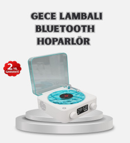 3-ü-1 Gece Işığı Bluetooth Hoparlör Dijital Saat Vintage Plak Çalar Tasarımlı - Lisinya