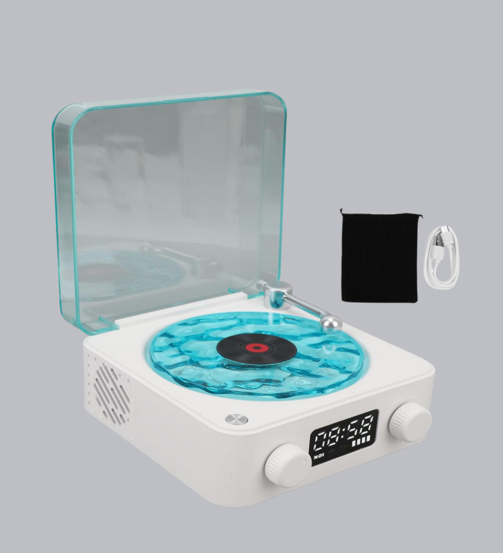 Bluetooth Hoparlörlü Gece Lambası Dijital Saat Ekranlı Su Dalgası Efektli Dekoratif - Lisinya