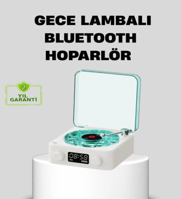 Gece Lambası Stereo Bluetooth Hoparlör Dijital Saatli Vintage Tasarım Çok Fonksiyonlu - Lisinya