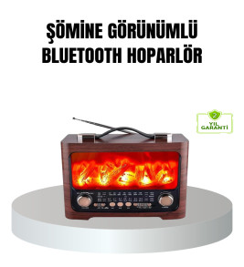 Solar Şarjlı Şömine Alev Efektli Bluetooth Hoparlör 7W Taşınabilir Ses Sistemi - Lisinya