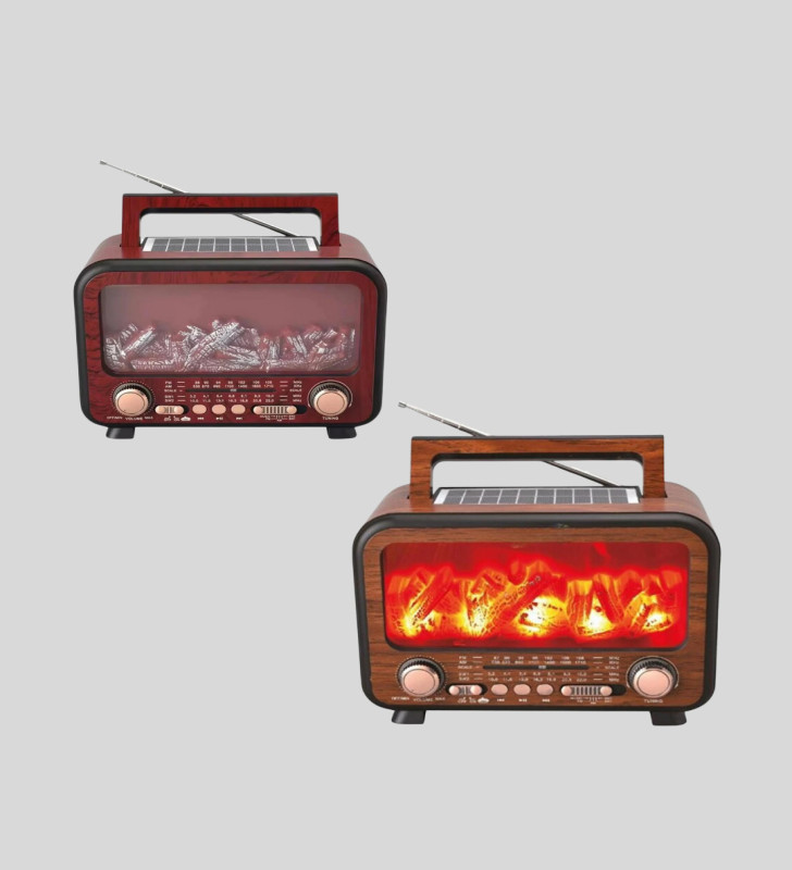 Solar Şarjlı Şömine Alev Efektli Bluetooth Hoparlör 7W Taşınabilir Ses Sistemi - Lisinya