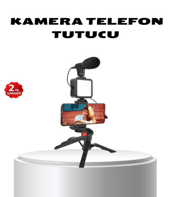 Video Çekim Kiti Tripod LED Işık Harici Mikrofon ve Bluetooth Kumanda Seti - Lisinya