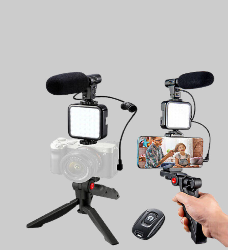 Video Çekim Kiti Tripod LED Işık Harici Mikrofon ve Bluetooth Kumanda Seti - Lisinya