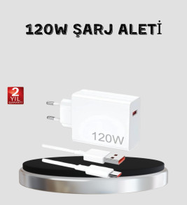 120W Hızlı Şarj Başlığı Ultra Güçlü Type-C Adaptör Kablo Dahil - Lisinya