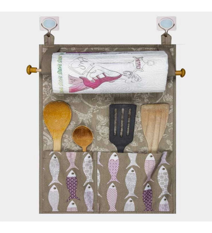 Çok Amaçlı Ahşap Kulplu Mutfak Peçete Askılığı ve Kaşıklık ( Lisinya )