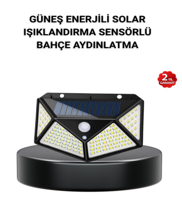 Solar Bahçe Lambası 100 LED Hareket Sensörlü Güneş Enerjili Aydınlatma - Lisinya