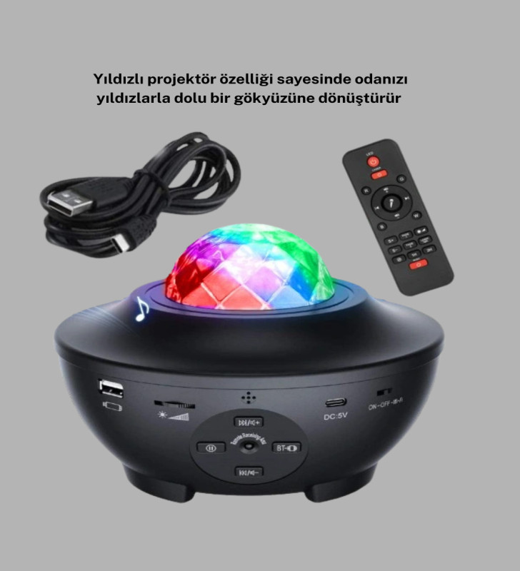 Galaxy Yıldız Projektör Çok Renkli Ayarlı Parlaklık Uzay Atmosfer Işığı - Lisinya