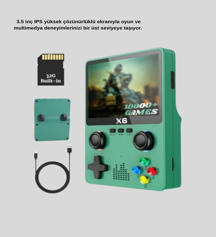 Retro Taşınabilir Konsol 3.5 IPS Ekran Ergonomik Çift LR Kontrollü - Lisinya