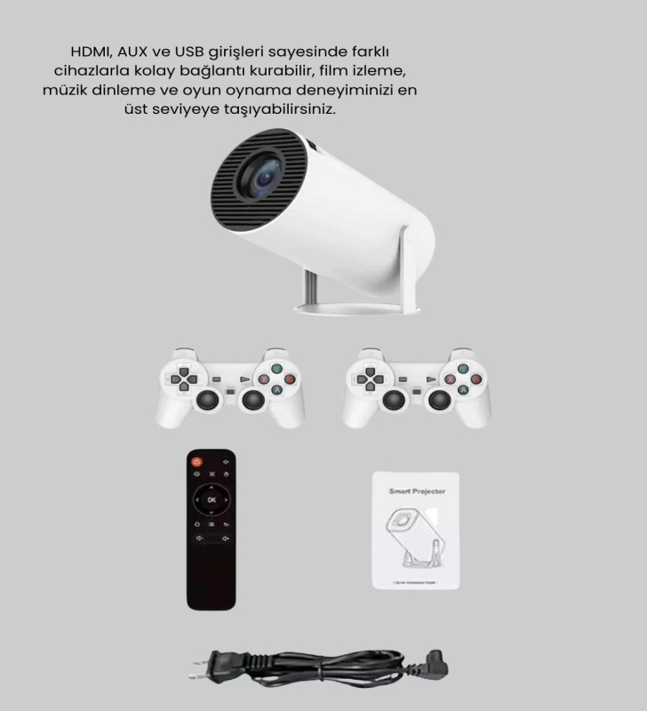 Kablosuz Projeksiyon Cihazı 4K Destekli HDMI USB Oyun Uyumlu - Lisinya