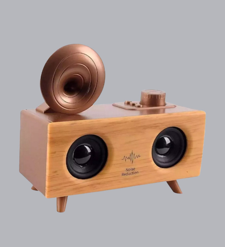 Çift Hoparlörlü Retro Bluetooth Speaker 1800mAh Bataryalı AUX USB SD Kartlı - Lisinya