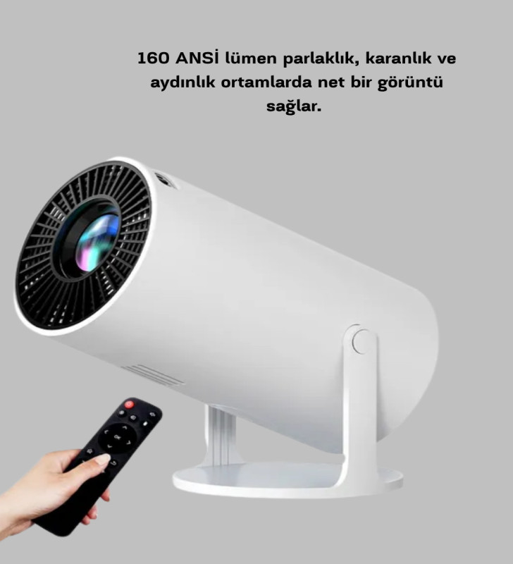 Full HD 4K Uyumlu Projeksiyon Cihazı 130 İnç Geniş Ekran Destekli - Lisinya