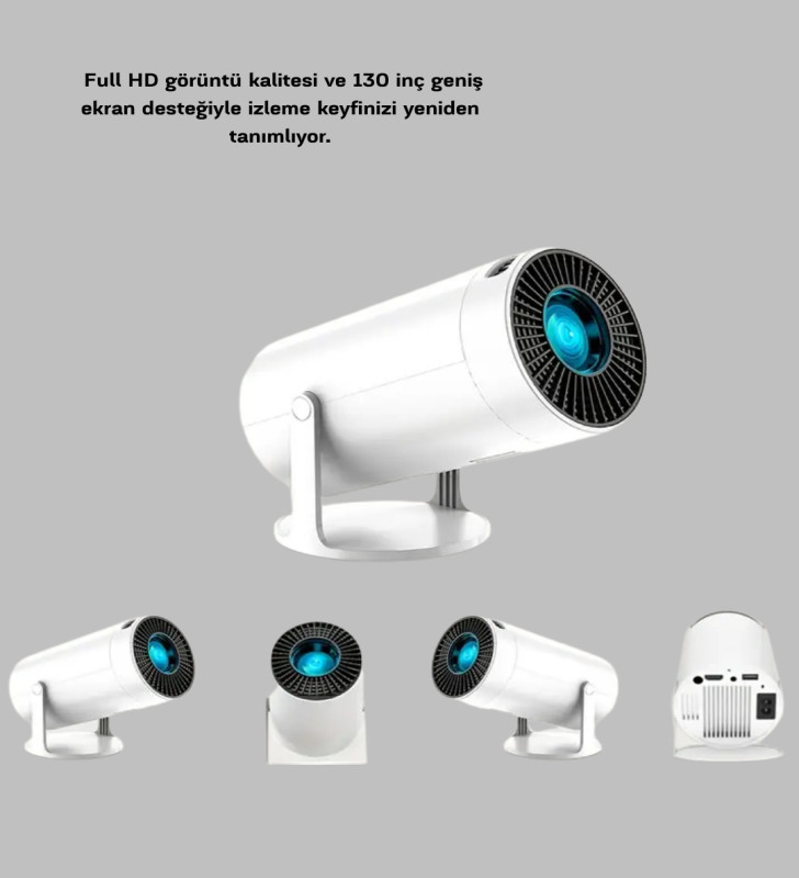 Full HD 4K Uyumlu Projeksiyon Cihazı 130 İnç Geniş Ekran Destekli - Lisinya