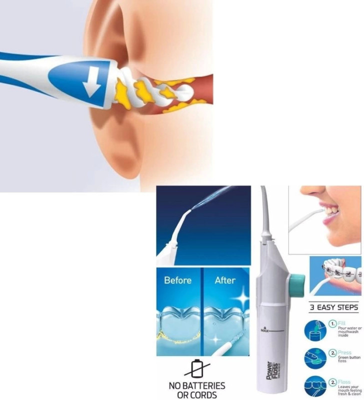 Kulak Temizleme ve Power Floss Diş Temizleme Seti | Mekanik Ağız Bakımı ( Lisinya )