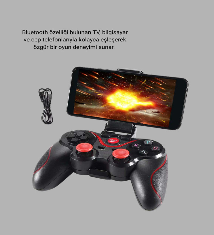 Bluetooth Gamepad Kablosuz Oyun Kumandası Tek Cihaz Destekli - Lisinya