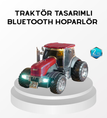 Bluetooth Nostaljik Traktör Hoparlör LED Işıklı 12W Güçlü Ses - Lisinya