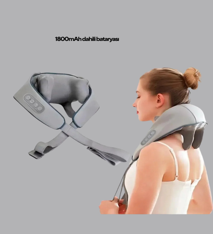 Titreşimli Boyun Masaj Cihazı Isı Terapili Şarjlı VNB-01 Ergonomik U Tasarım - Lisinya