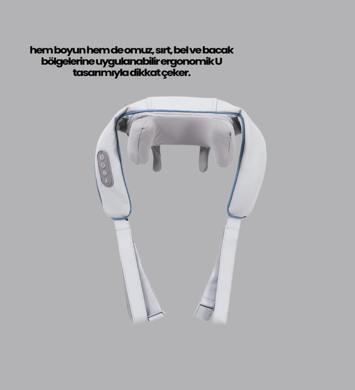 Titreşimli Boyun Masaj Cihazı Isı Terapili Şarjlı VNB-01 Ergonomik U Tasarım - Lisinya