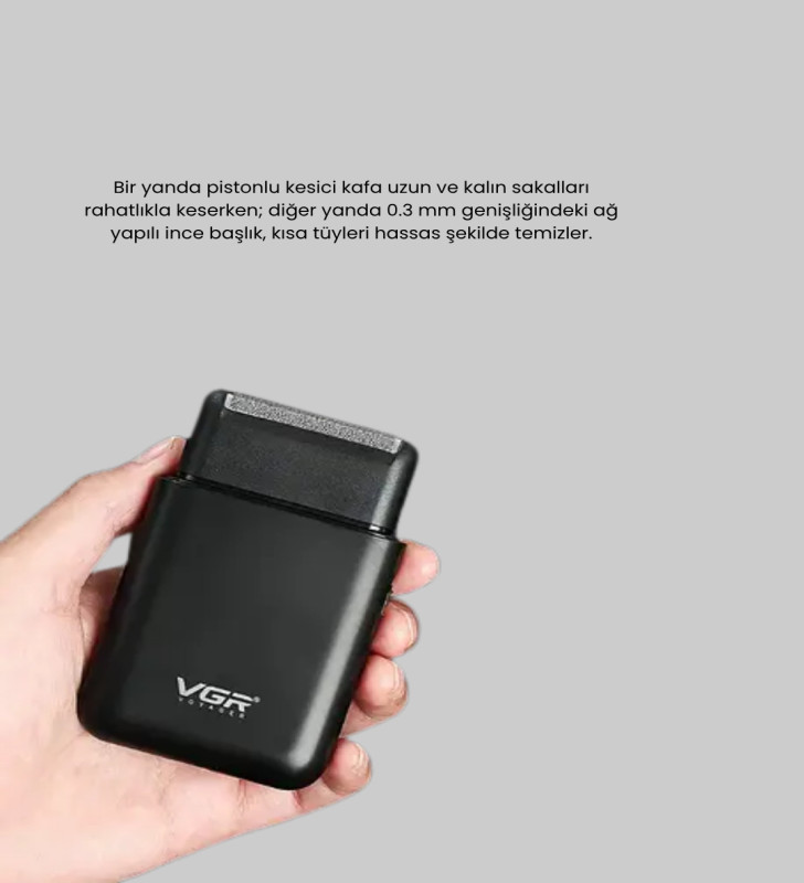 Kompakt Şarjlı Tıraş Makinesi Çift Yönlü Bıçaklı 45 Dakika Kullanım Süreli - Lisinya