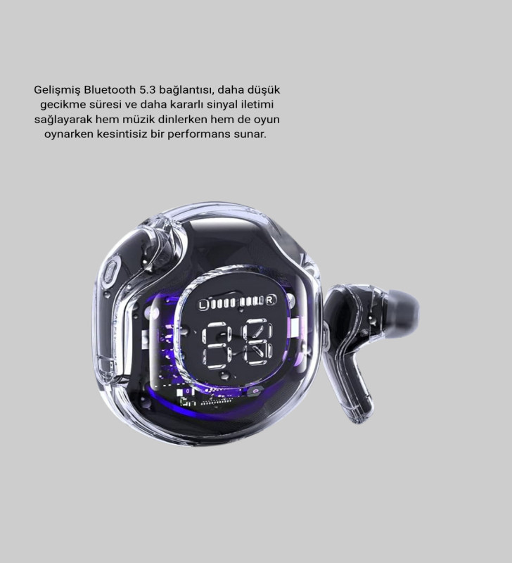 Bluetooth 5.3 Kablosuz Kulaklık HiFi Stereo ve Ekstra Bass Dijital Ekranlı - Lisinya