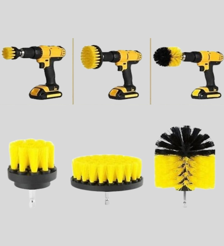 3’lü Matkap Temizlik Fırçası Seti – Banyo, Mutfak ve Araç Jantı İçin Etkili - Lisinya
