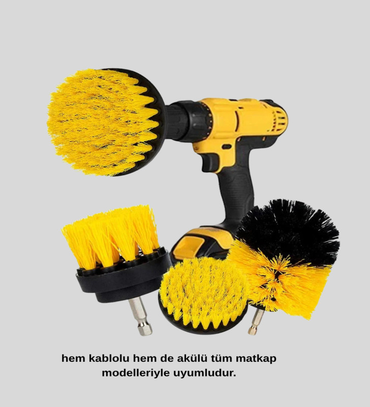 3’lü Matkap Temizlik Fırçası Seti – Banyo, Mutfak ve Araç Jantı İçin Etkili - Lisinya