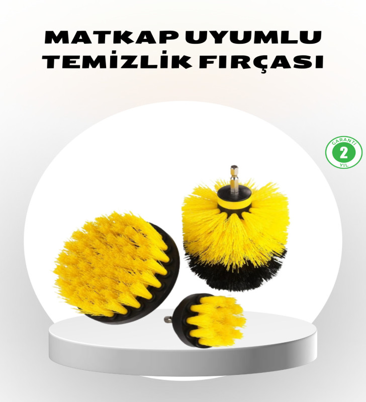 3’lü Matkap Ucu Fırça Seti – Derinlemesine Temizlik, Tüm Yüzeylerle Uyumlu - Lisinya