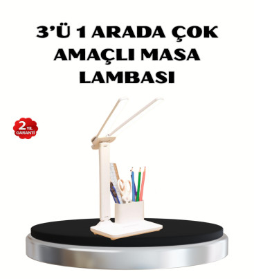 Kalemlik ve Telefon Standlı Masa Lambası – Kısılabilir LED Işık, Göz Dostu Tasarım - Lisinya
