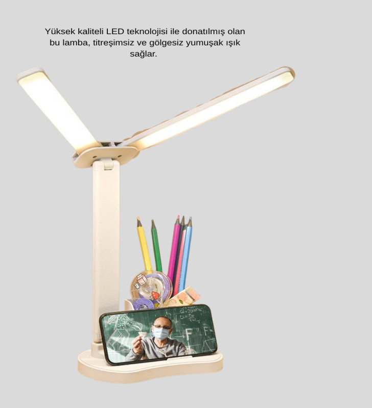 LED Işıklı Masa Lambası – Göz Yormayan, Kısılabilir ve Esnek Başlıklı - Lisinya