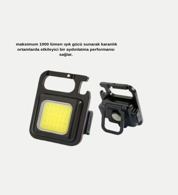 LED Mini Anahtarlık Fener – 1000 Lümen Güçlü Işık ve USB Type-C Şarjlı - Lisinya