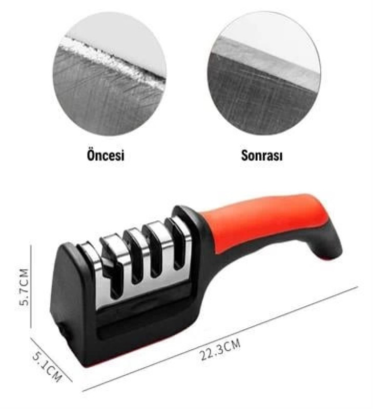 4 Aşamalı Kaymaz Tabanlı Hızlı Bıçak ve Makas Bileme Aracı - Keskin ve Pratik Kullanım ( Lisinya )