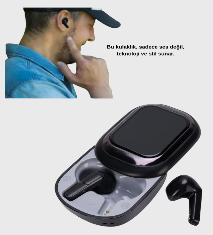 Aktif Gürültü Engelleme Özellikli Kablosuz Kulaklık – Akıllı Ekranlı Şarj Kutusu - Lisinya