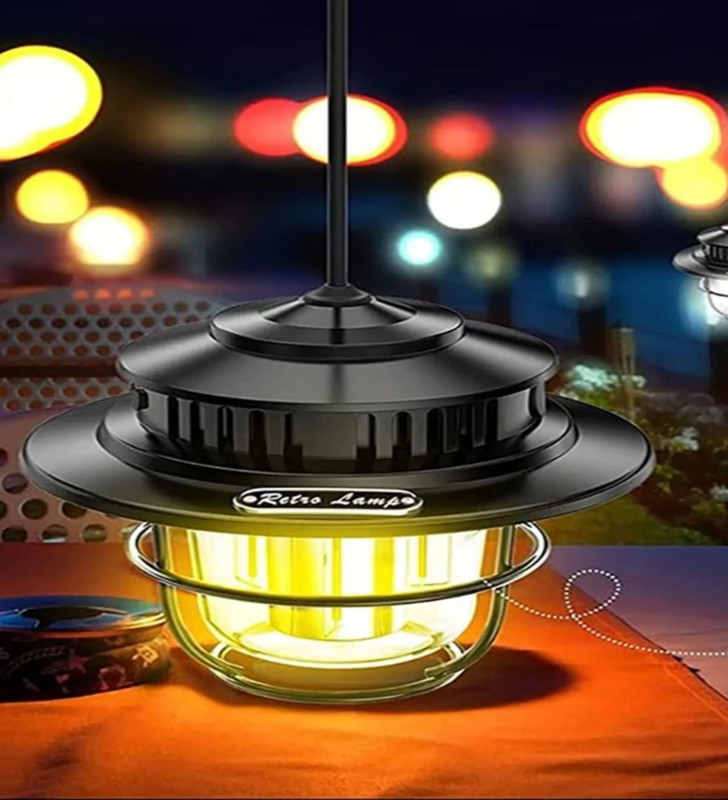 Taşınabilir Retro Fener Su Geçirmez Dış Mekan Güçlü LED Kamp Bahçe Feneri Dekor ( Lisinya )