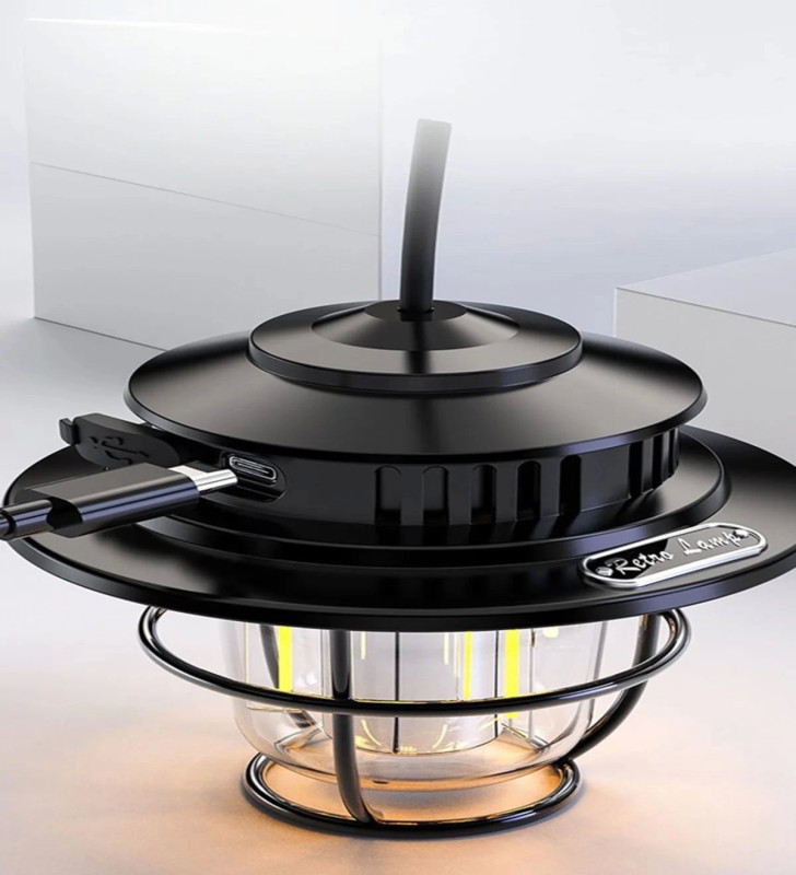 Taşınabilir Retro Fener Su Geçirmez Dış Mekan Güçlü LED Kamp Bahçe Feneri Dekor ( Lisinya )