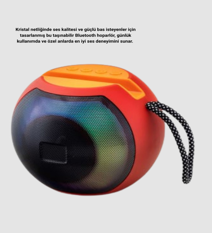 RGB Işıklı Bluetooth Hoparlör – 360° Stereo Ses ve 8 Saat Çalma Süresi - Lisinya