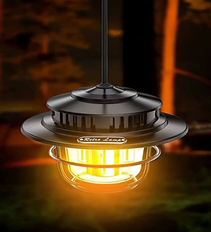 Taşınabilir Retro Fener Su Geçirmez Dış Mekan Güçlü LED Kamp Bahçe Feneri Dekor ( Lisinya )