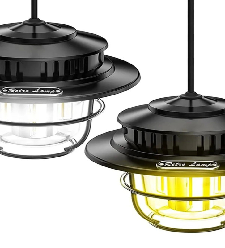 Taşınabilir Retro Fener Su Geçirmez Dış Mekan Güçlü LED Kamp Bahçe Feneri Dekor ( Lisinya )