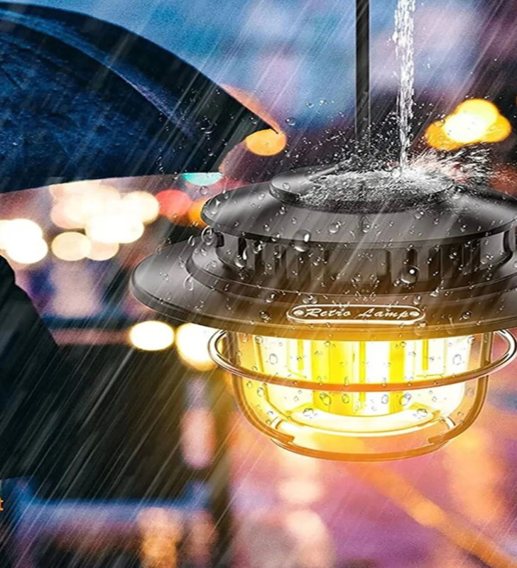 Taşınabilir Retro Fener Su Geçirmez Dış Mekan Güçlü LED Kamp Bahçe Feneri Dekor ( Lisinya )