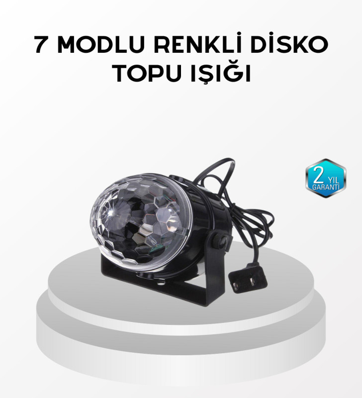 7 Renk Modlu Müzik Sensörlü Disko Topu – LED Işıklı Parti Aydınlatması - Lisinya