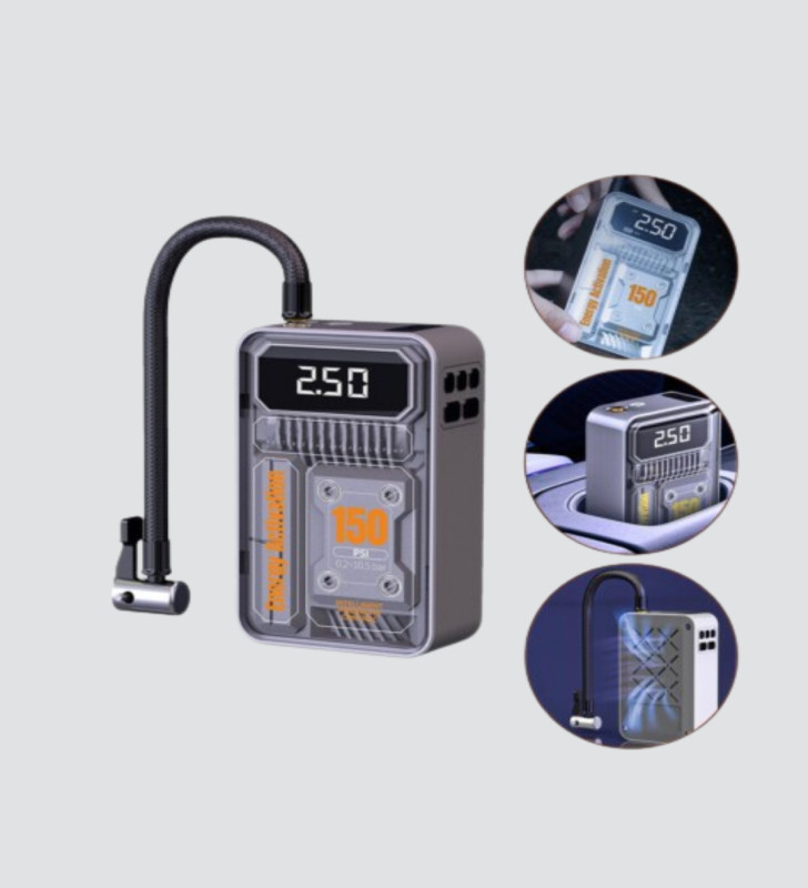 Taşınabilir Kablosuz Hava Pompası – 150 PSI Güçlü Basınç ve 6000mAh Şarjlı - Lisinya