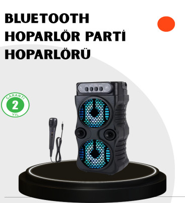 Bluetooth Bağlantılı Taşınabilir Hoparlör – LED Işıklı, FM Radyolu, Mikrofon Girişli - Lisinya