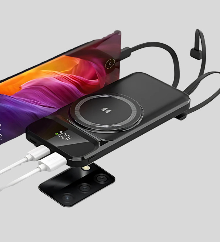 15W Kablosuz Hızlı Şarjlı 10000 mAh Powerbank – Taşınabilir, LED Göstergeli - Lisinya