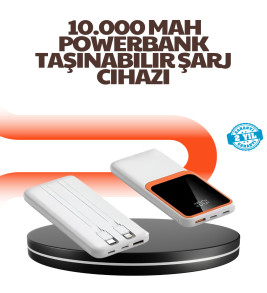 Taşınabilir 10000 mAh Powerbank – Dijital Göstergeli, Type-C ve USB Çıkışlı - Lisinya