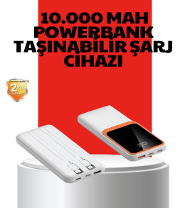 10000 mAh Taşınabilir Powerbank – Çift Çıkışlı Type-C ve Lightning Uyumlu - Lisinya