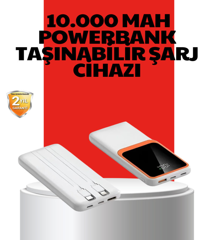 10000 mAh Taşınabilir Powerbank – Çift Çıkışlı Type-C ve Lightning Uyumlu - Lisinya