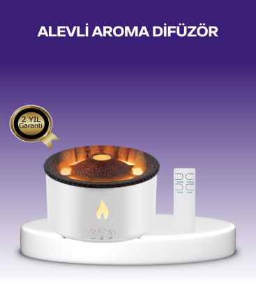 3D Alev Efektli Hava Nemlendirici – Uzaktan Kumandalı ve 8 Saat Çalışma Süreli - Lisinya