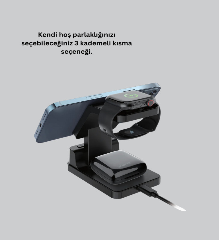Kablosuz Şarj İstasyonu ve Dijital Saat – Apple Uyumlu, 3 Kademeli Işık Ayarı - Lisinya