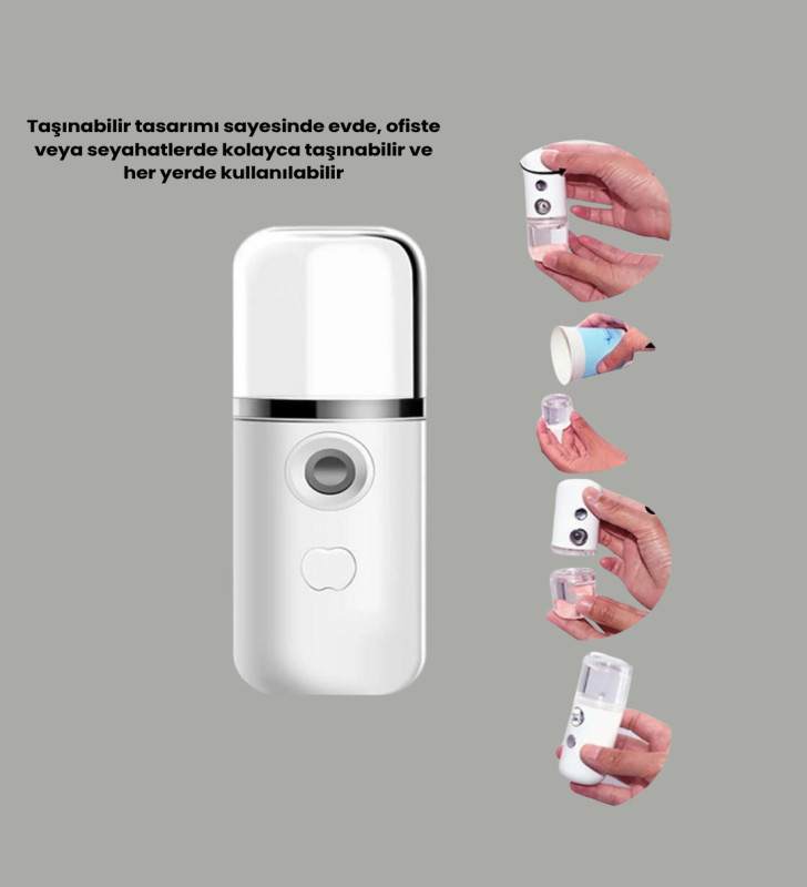 Kablosuz Şarjlı Buharlı Nemlendirici – Enerji Tasarruflu Taşınabilir Cilt Bakım Cihazı - Lisinya